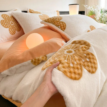 DecorBites™ Cozy Rabbit Hair Bed Set, Queen Size Comforter for Winter Luxury Comfort