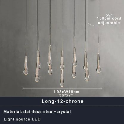 DecorBites™ Crystal Water-drop Chandelier Light Fixture - Luxury Stairwell Decor