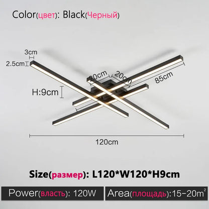 Decorbites™ Schwarze LED-Deckenleuchte Chandelier: Nordisch-minimalistisches Quadratisches Schlafzimmer-Wohnzimmer-Beleuchtung