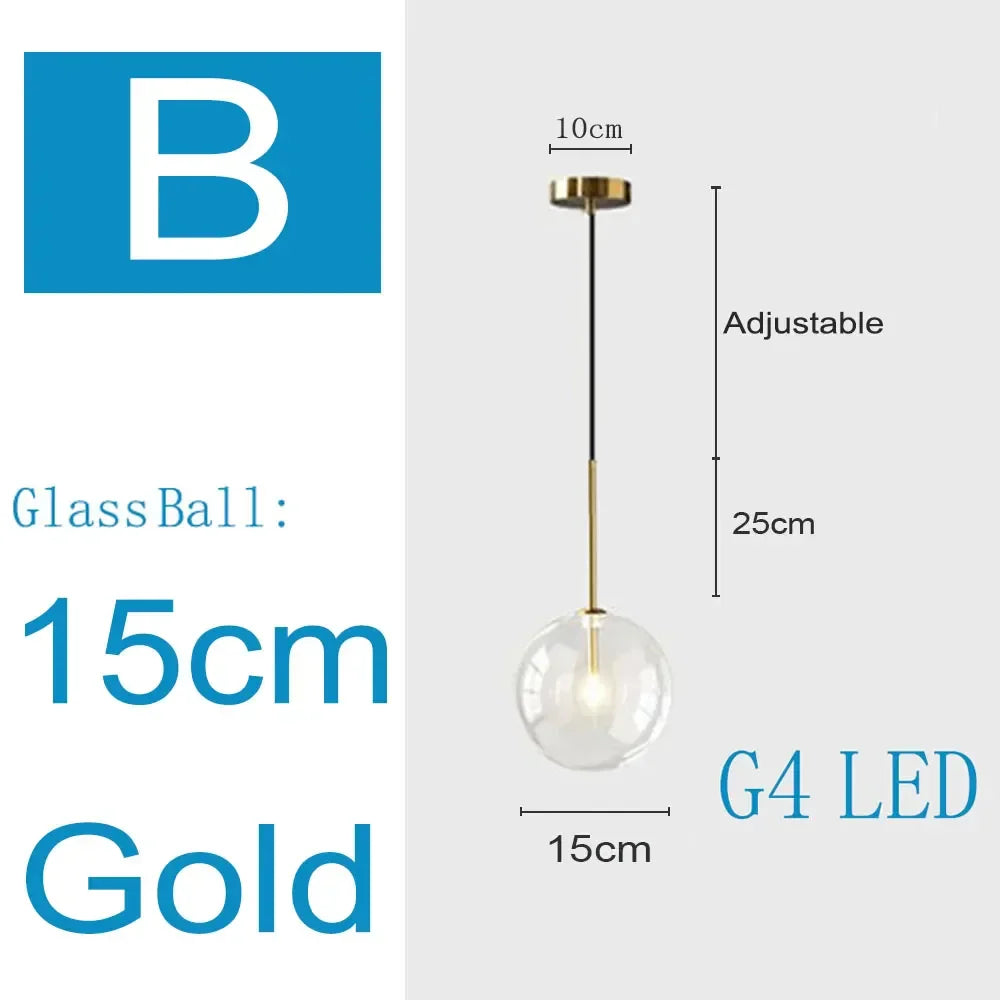 Decorbites™ Klares Glas-Chandelier-Pendant-Lampe Vintage Nordisch Glasball-Hängeleuchte