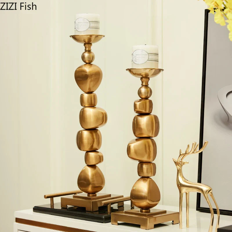 Decorbites™ Goldlegierter Stein-Stapel-Leuchter-Ornament Heimduftbehälter