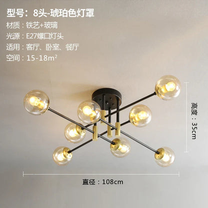 DecorBites™ Glass Ball LED Chandelier Ceiling Light for Living Room and Kitchen