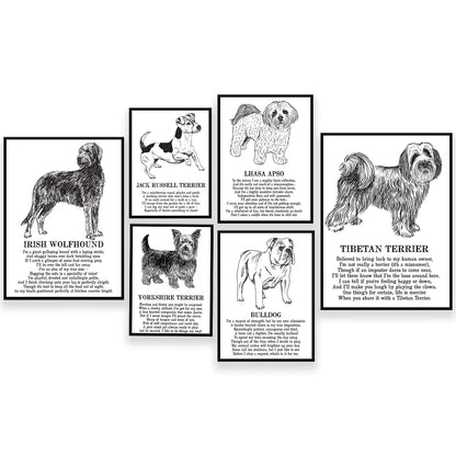 Decorbites™ Gemütliche Hunde-Kollektion: Hundepoesie-Poster mit Lhasa, Schäferhund, Terrier, Bulldogge, Tibetischer, Yorkie