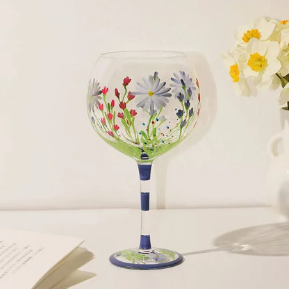 Decorbites™ Kristall-Handbemalter Blumen-Weinkelch - Chinesisches Antikes Rotweinglas