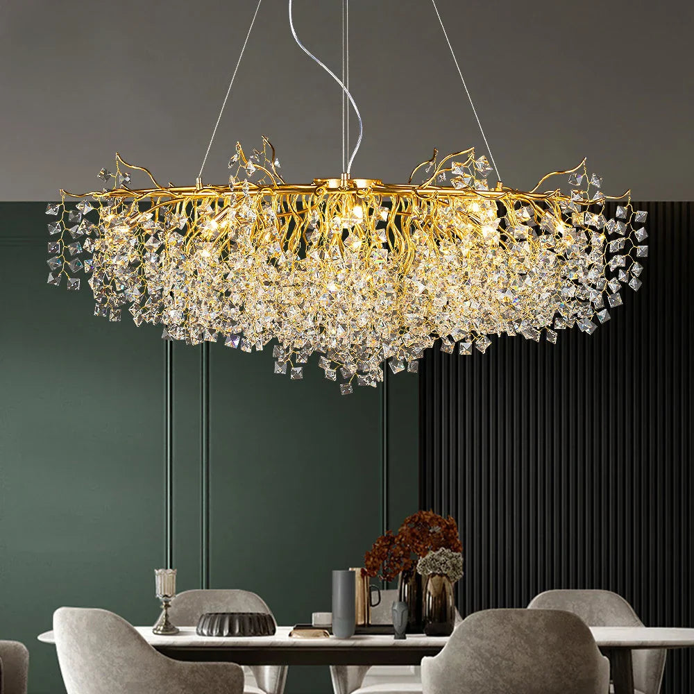 Decorbites™ Gold Kristall-Kronleuchter LED Rundleuchte Inselzweiglampen-Kronleuchter