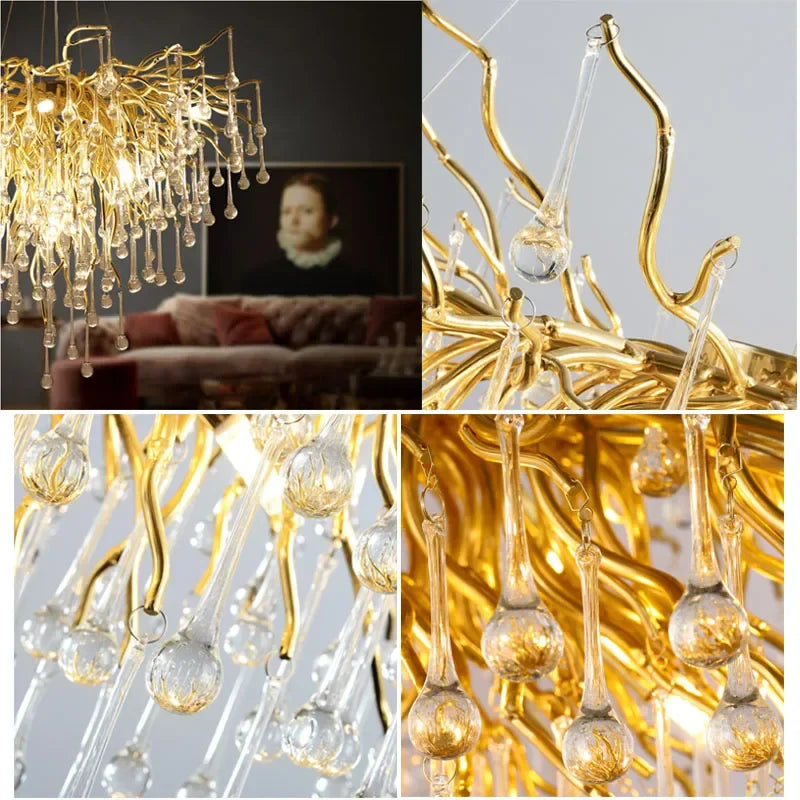 Decorbites™ Kupferzweig-Wasser-Kristall-Lüster für luxuriöses Wohnzimmer und Salon