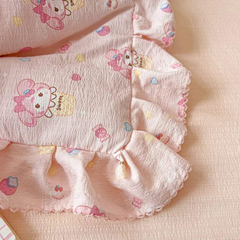 Decorbites™ Koreanische Baumwoll-Patchwork-Decke mit Spitze und Rüsche für den Sommer