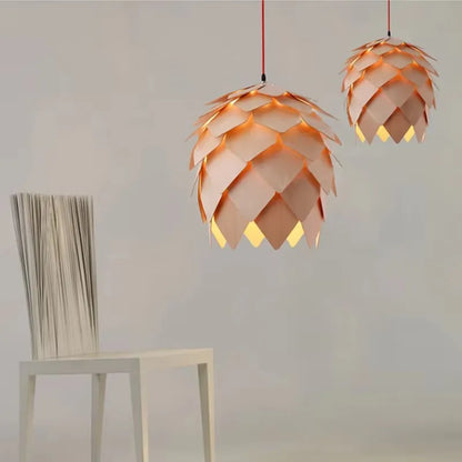 Nordic Pinecone Oak Wood Pendant Light