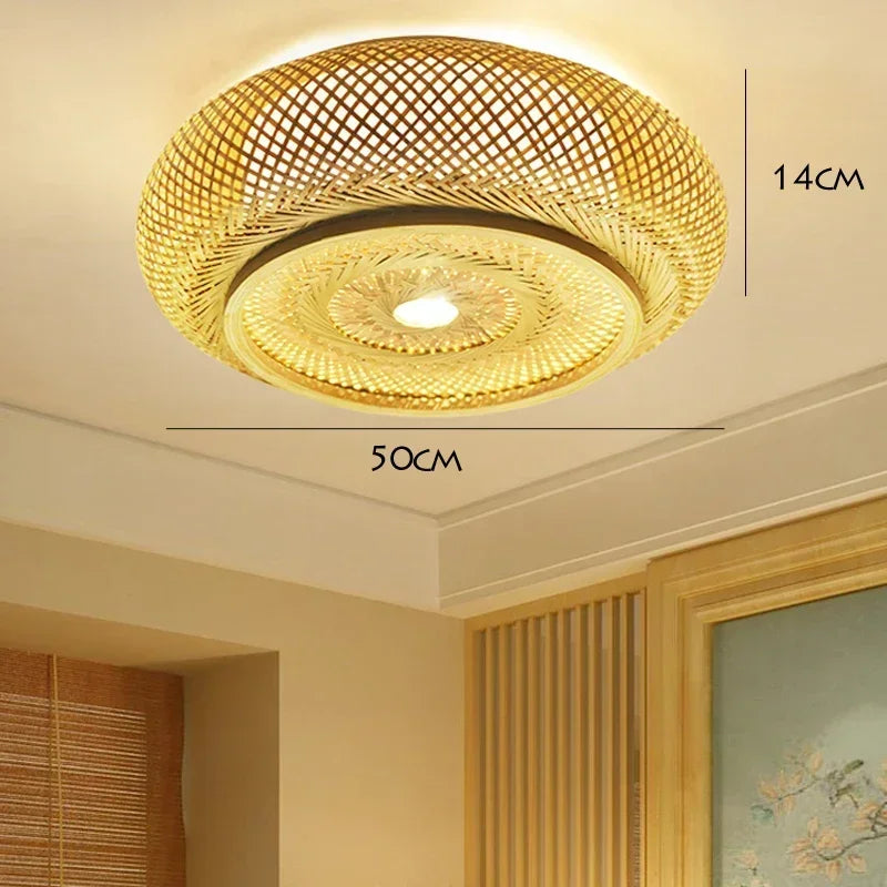 Bamboo Rattan Ceiling Light 60cm For Dining