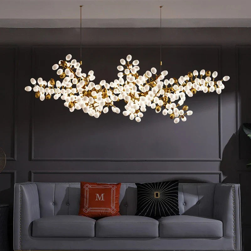 Gold Glass Pendant Chandelier For Kitchen L200cm