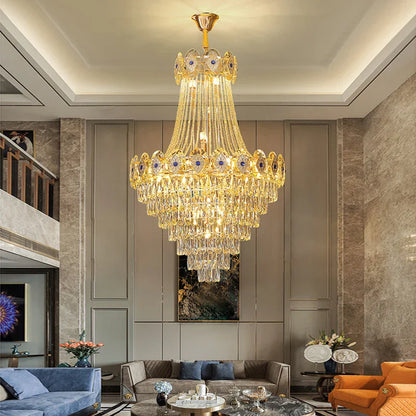 Decorbites™ Gold Runder Kronleuchter Dimmbare LED-Treppenlichter Luxus-Hängeleuchte