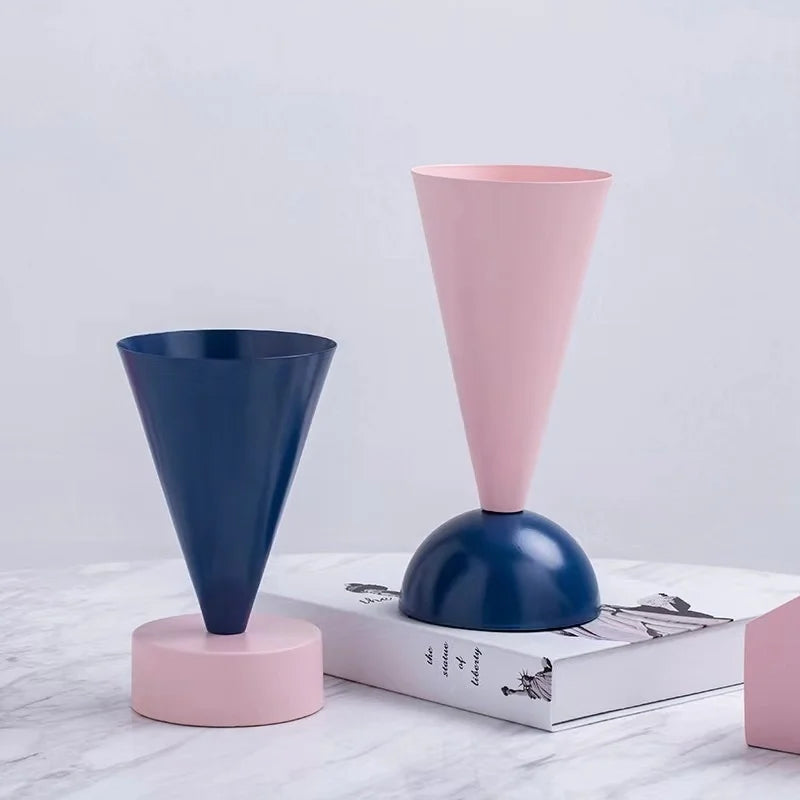 DecorBites™ Geometric Triangle Vase: Metallic Colored Flower Arrangement Terrarium & Home Decor