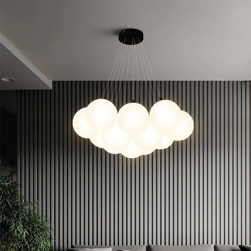 Decorbites™ Glas-Kugel-LED-Hängeleuchte für die Einrichtung des Zuhauses, nordischer Stil Kronleuchter für das Wohnzimmer