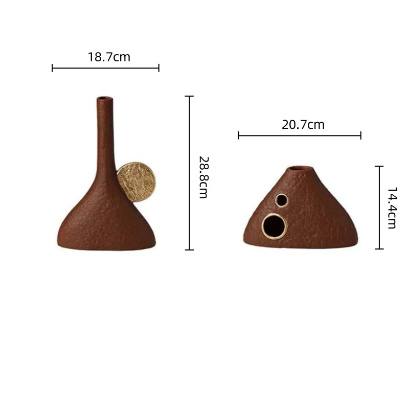 DecorBites™ Geometric Triangle Ceramic Vase Flower Arrangement Home Decoration Art