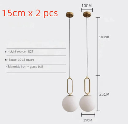 DecorBites™ Golden Glass Ball Pendant Lights - Modern Luminaire for Bedroom, Kitchen & Decor