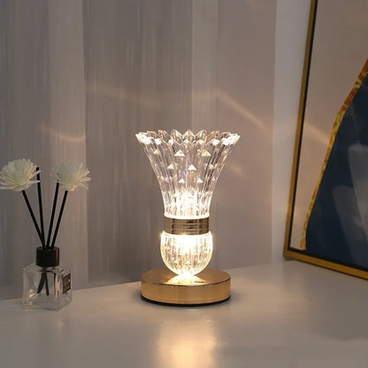 Decorbites™ Kristall-LED-Vasen-Tischleuchte mit Berührungsschalter, Dreifarbige Dimmbarkeit, Dekoration für Schlafzimmer und Wohnzimmer