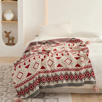 Decorbites™ Ethnische Boho-Decke – Weiche und warme Umhüllung für Frühlings-Picknicks, Camping und Heimdekoration