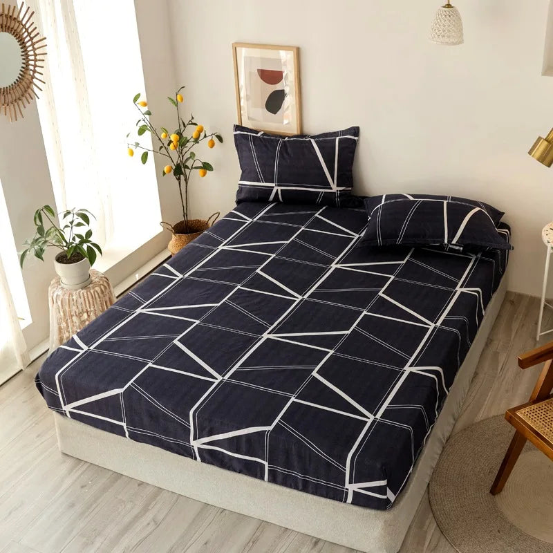 DecorBites™ Geometric Figure Sheet Set with 2 Pillowcases for Bedroom All Seasons