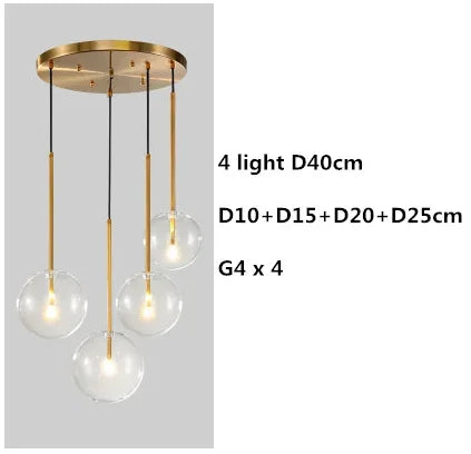 Decorbites™ Klar-Glas-Kugelleuchte LED-Hängeleuchter für Esszimmer und Wohnzimmer
