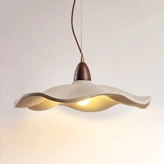 Japanese Wabi-Sabi Cream Wood Pendant Light
