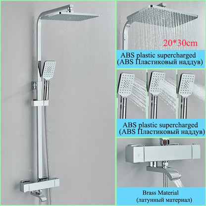 Decorbites™ Golden Thermostatisches Duscharmatur-Set mit Regendusche-Säule und 3-Wege-Mischer