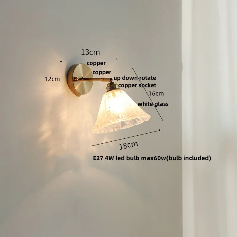 DecorBites™ Japanese Style LED Wall Sconce White Glass Rotate Pull Chain Stair Light Fixtures