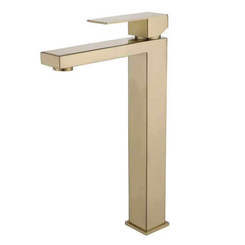 Decorbites™ Gebürsteter Gold Waschbeckenarmatur Einhebelmischer für kaltes und warmes Wasser Aufsatzmontage