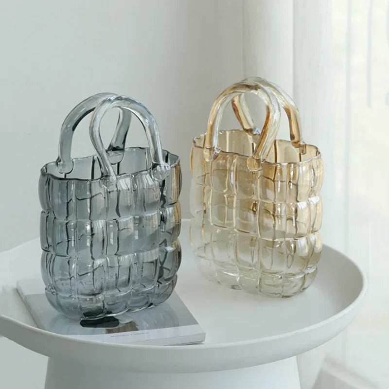Decorbites™ Klar-Glas-Vasen-Terrarium-Handtasche zur Dekoration des Wohnzimmers
