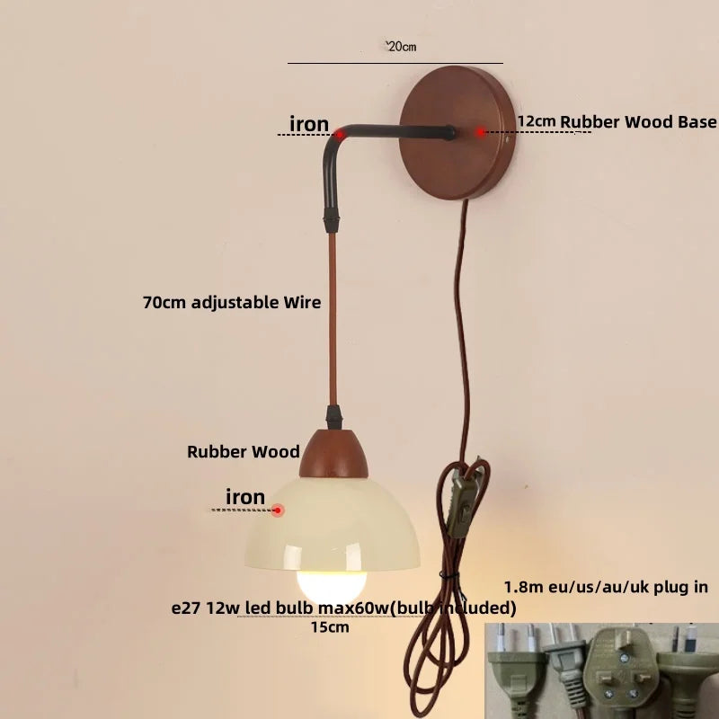 Decorbites™ verstellbare LED-Wandleuchte mit Keramik-Holz-Sockel für Esszimmer, Arbeitszimmer, Bar