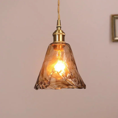 Retro Amber Glass Japanese-Style Pendant Light