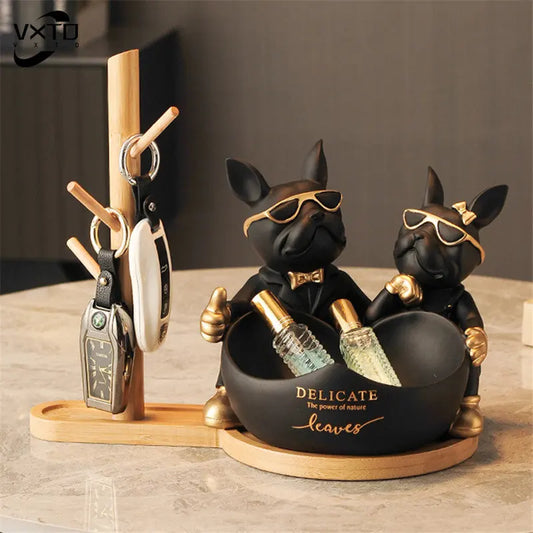 Decorbites™ Französische Bulldogge Butler Statue, Harz Tier Skulptur, Geschenk für Heim- und Bürodekor