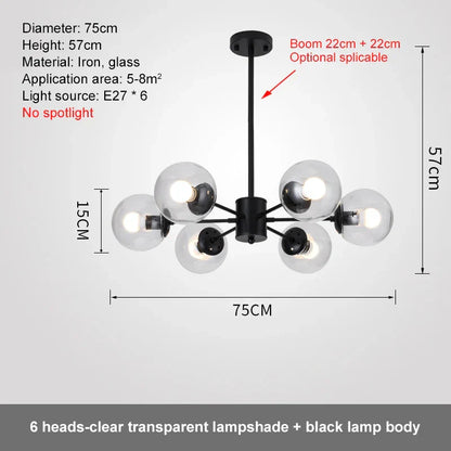 DecorBites™ Glass Ball LED Chandelier for Bedroom Dining Room - Elegant Ceiling Pendant Lamp