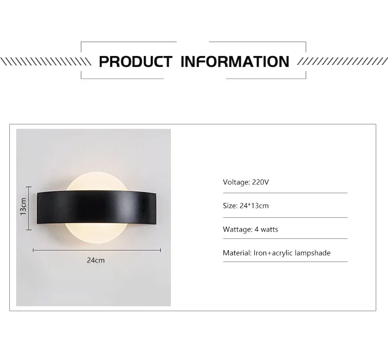 DecorBites™ 4W LED Wall Light Iron & Acrylic Indoor Lamp Fixture for Kitchen and Dining