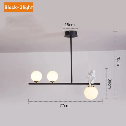 DecorBites™ Glass Bubble Pendant Light with LED lamp - Angel Candle Holder Statues