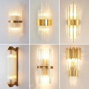 Gold Shimmering Crystal Wall Sconce For Bedroom