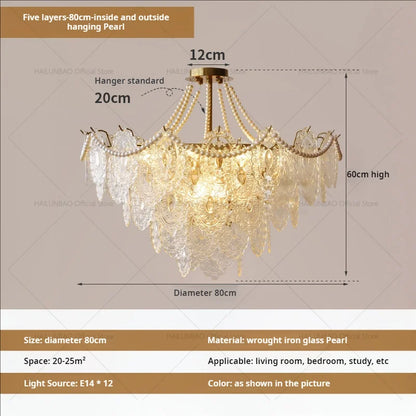 DecorBites™ Cream Crystal Chandelier: French Light Luxury for Living Room, Bedroom, Dining Room
