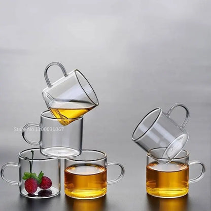 Decorbites™ 2-teiliges Set aus 120 ml Glas-Griff-Kaffeetassen Teetassen für Milch Bier Saft