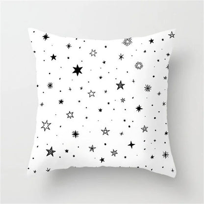 DecorBites™ Heart Stripe Pillow Cases | Black & White Polyester Cushion Covers