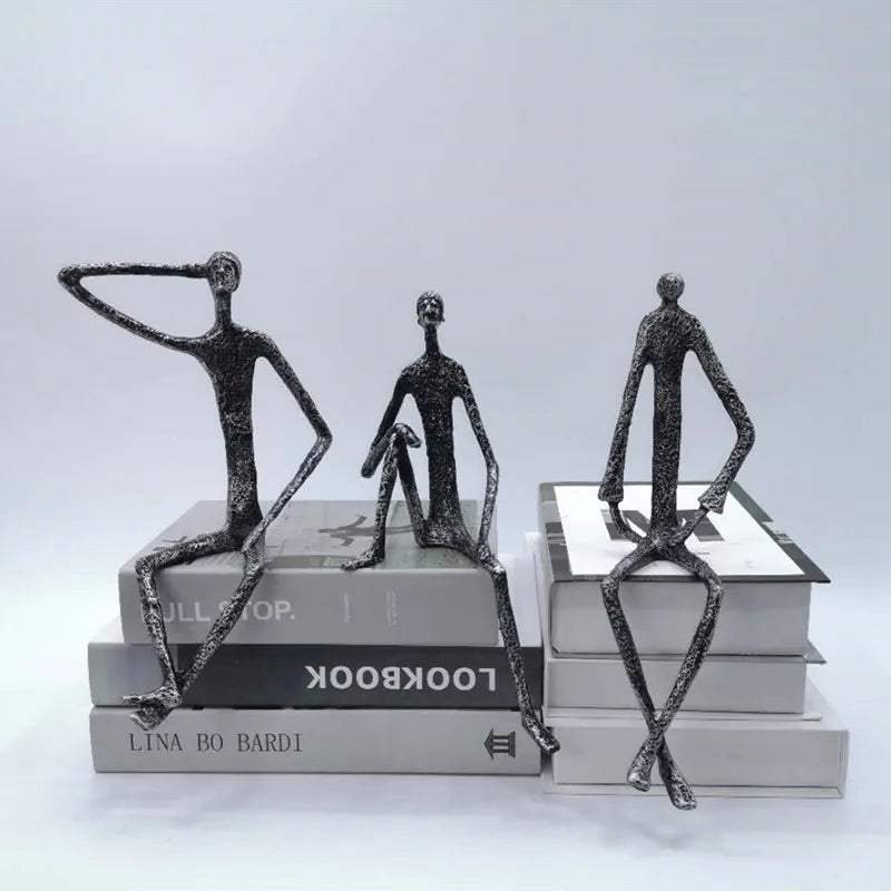 Decorbites™ Abstrakte Metall-Skulptur Mensch Gusseisen Schwarze Person Schreibtisch-Dekoration