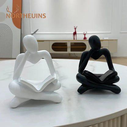 DecorBites™ Abstract Resin Book Figurines for Home Office Decor