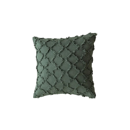 Decorbites™ Grüner Kaffee Geometrisches Tuft-Fransen Kissenbezug - Modern Minimalistischer Bestickter Bezug