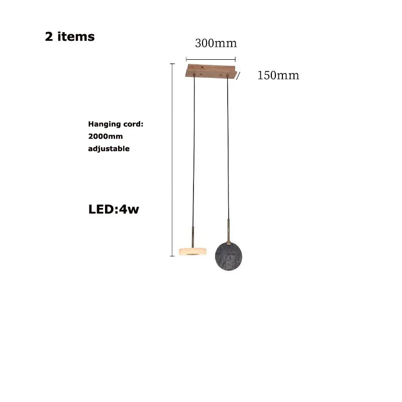 DecorBites™ Deco Wood & Marble LED Chandelier for Dinning Room