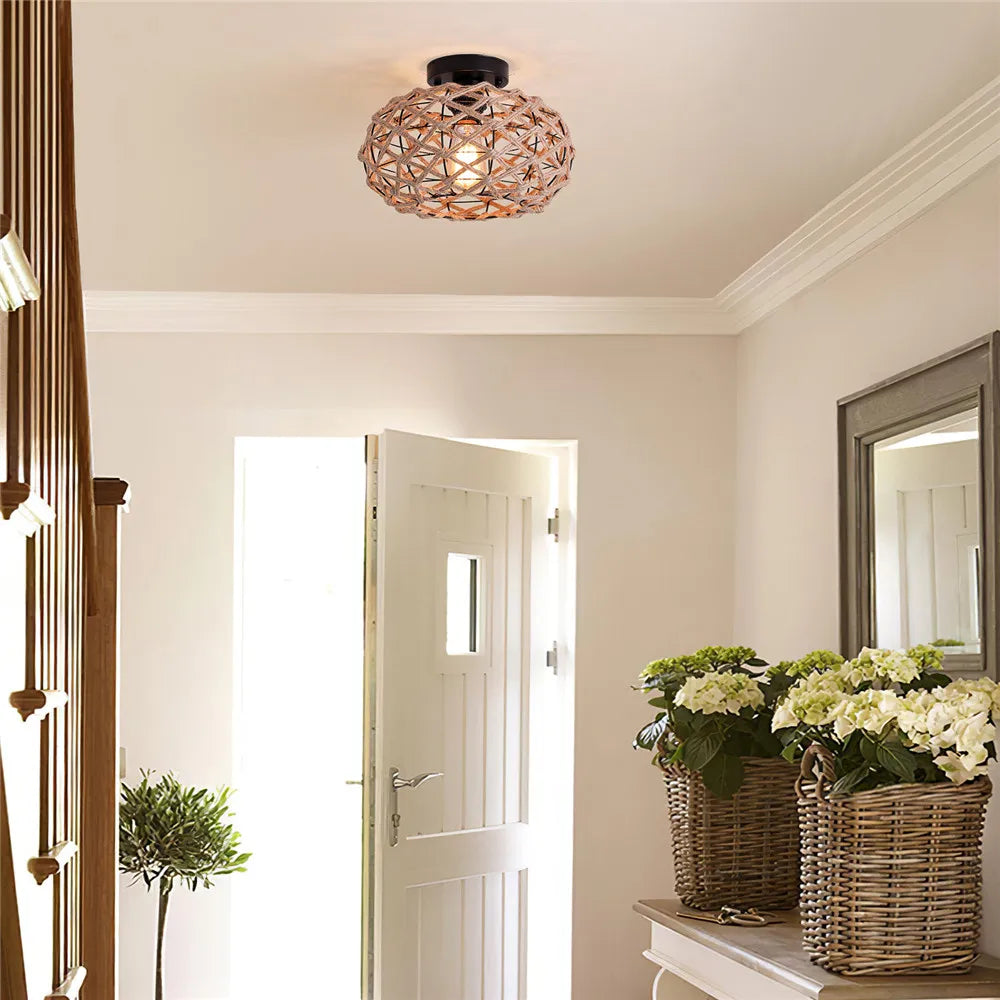 Decorbites™ Hanfseil-Käfig-Deckenleuchte für Landhaus-Dekor