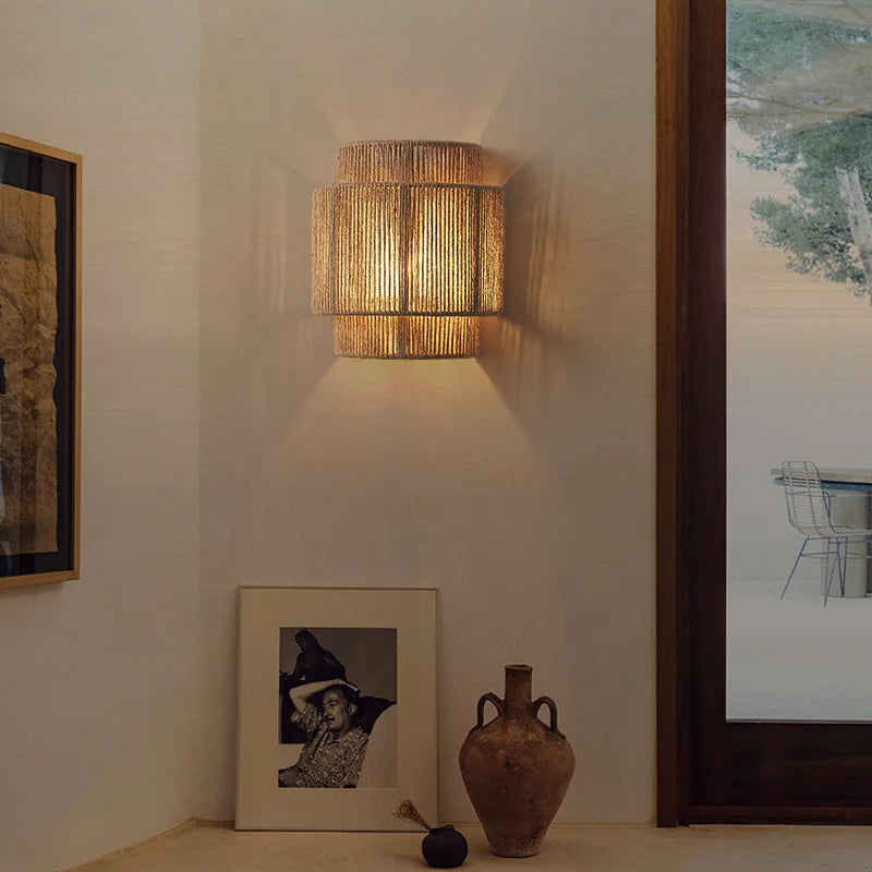 DecorBites™ Hemp Rope Wall Lights: Creative E27 Bulb Sconce for Bedroom, Foyer, Hotel Atmosphere