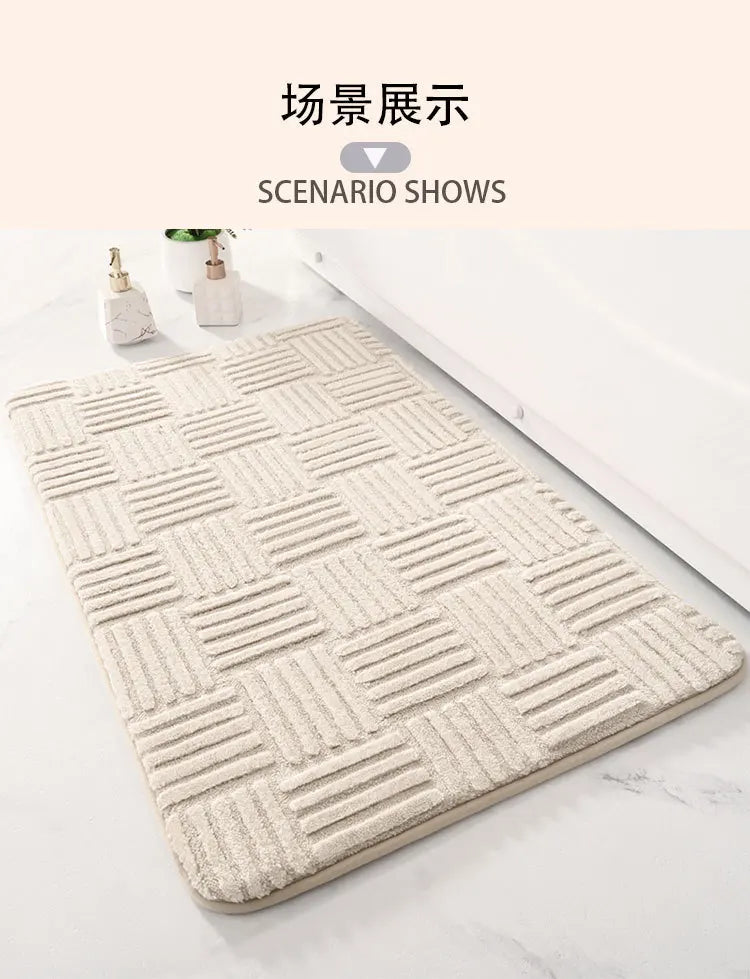 Decorbites™ Baumwoll-Samt gestreifter Bodenbelag: Weich & rutschfestes Badezimmer-Teppich