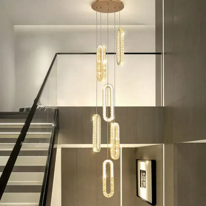 Decorbites™ Gold-Kristall-LED-Kronleuchter: Moderner Luxus langer Pendelleuchter für das Wohnzimmer