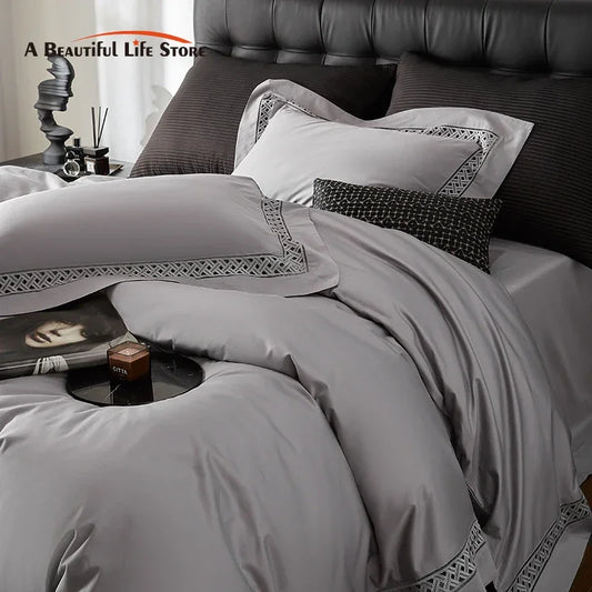 DecorBites™ Egyptian Cotton Luxury Hotel Bedding Set: Duvet, Sheet, Pillowcases
