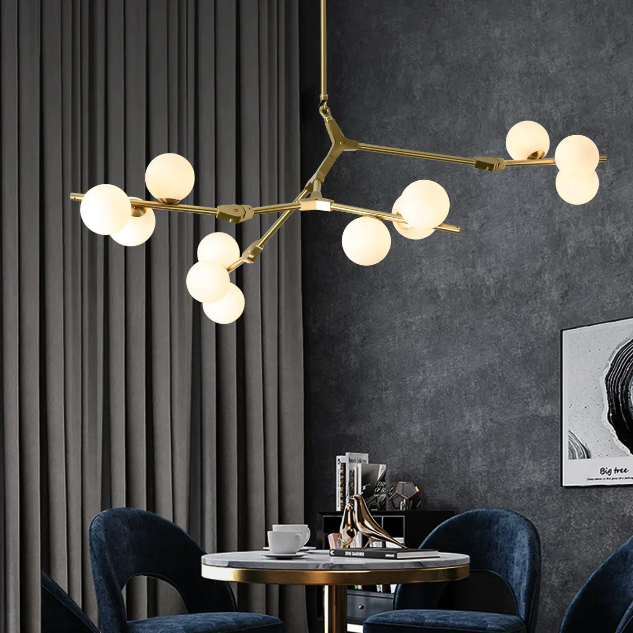 DecorBites™ Glass Balls Tree Branches Chandelier, Nordic LED Ceiling Light