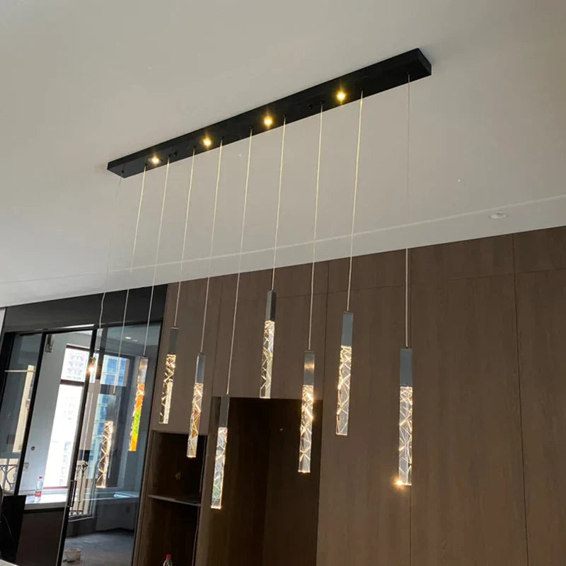 DecorBites™ Crystal LED Chandelier: Stylish Staircase & Living Room Lighting