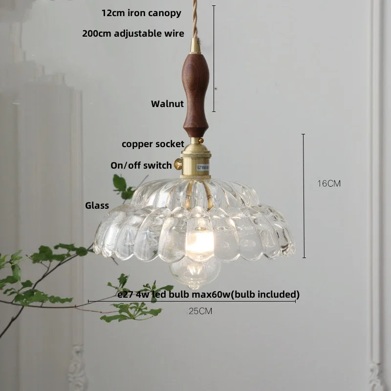DecorBites™ Glass Flower LED Pendant Light, Adjustable Knob Switch, Modern Design